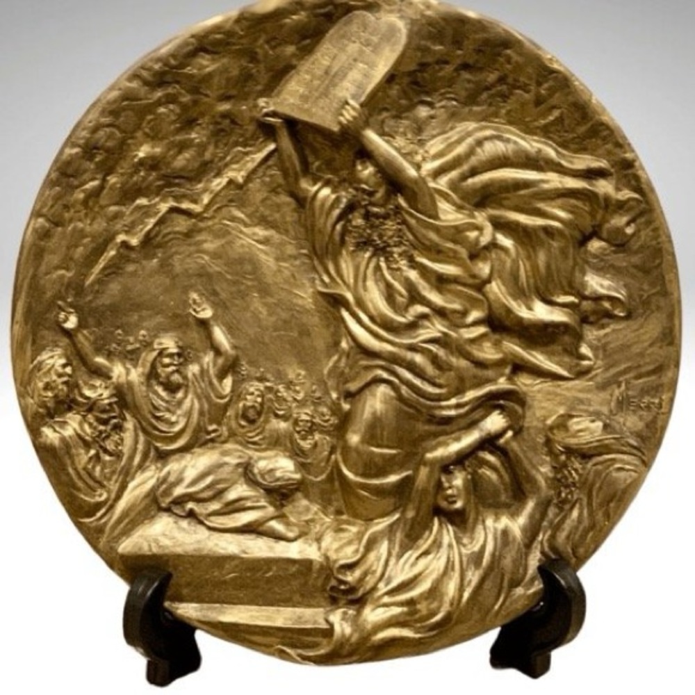 Moses 10 Commandments Relief Decorative Plate Bronze Cast Rhodes Studios 1st Ed